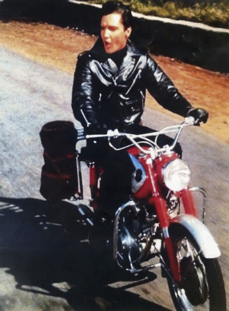 Elvis Presley on Harley Davidson motorcycle, 1964