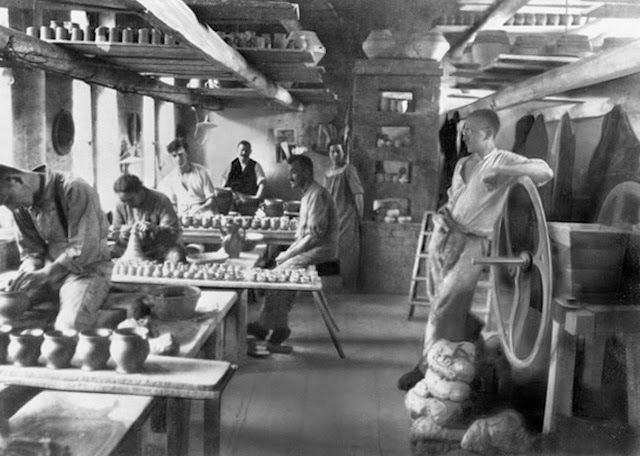Max Krehan's Ceramics Workshop at the Weimar Bauhaus, 1924.