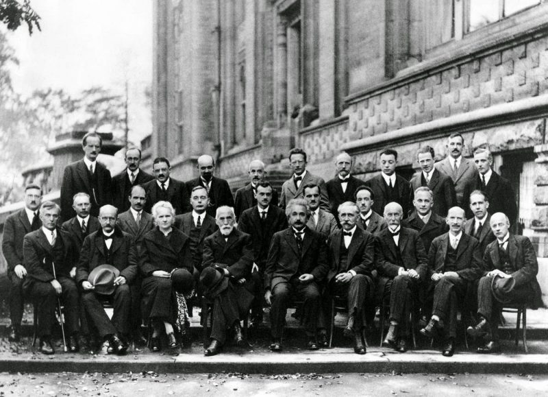 1927 Solvay Conference in Brussels, October 1927. Bohr is on the right in the middle row, next to Max Born.