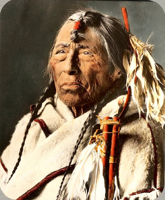 Eagle Arrow. A Siksika man. Montana. Early 1900s. Glass lantern slide by Walter McClintock. Source -Yale Collection of Western Americana, Beinecke Rare Book and Manuscript Library.