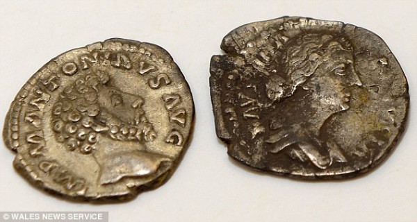 The rare hoard was discovered within a mile from another historic find of 130 denarii, which was unearthed 15 years ago. This image shows a Marcus Aurelius coin from the newly-discovered hoard 