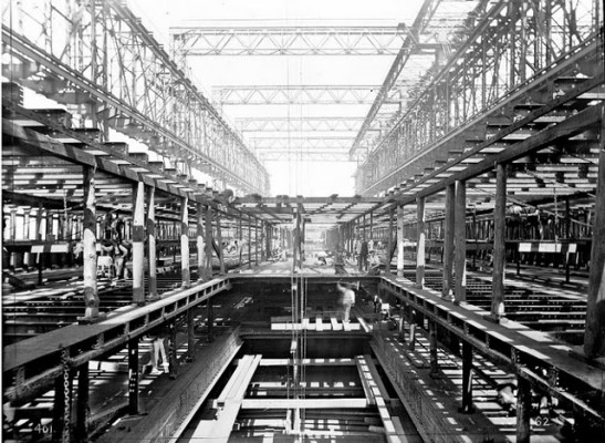A rare view of Titanic's internal construction, 1910. source