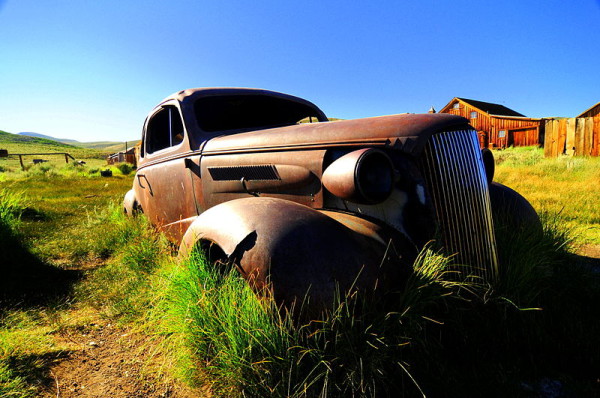 Bodie has many abandoned artifacts, such as this 1937 Chevrolet coupe.