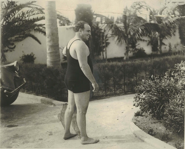 Al Capone in a bathing suit at his Palm Island, Florida, 1929