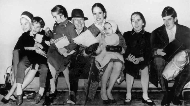 Chaplin with his wife Oona and six of their children in 1961.