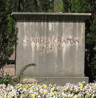 Chaplin's grave in Corsier-sur-Vevey, Switzerland. Wikipedia