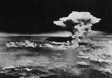A mushroom cloud rises from Hiroshima, Japan, on August 6, 1945, in the first use of an atomic bomb during World War II. A second bomb was dropped three days later on Nagasaki, and Japan surrendered August 14. source