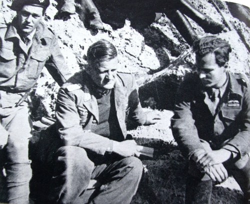 Billy (left) and Paddy (right) with their prisoner, Gen. Heinrich Kreipe, on the run in the mountains of Crete in 1944, pursued by thousands of German troops. source