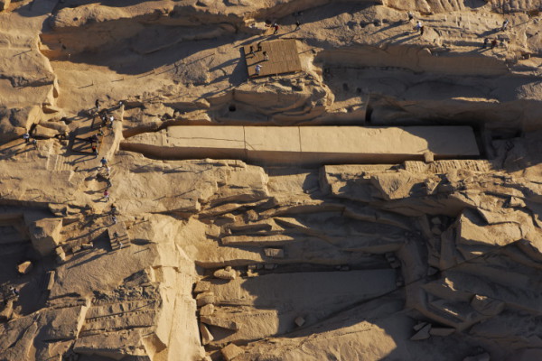 Broken obelisk in an archaeological park inside Aswan city. source