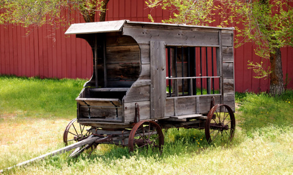 A tumbleweed wagon was a jail on wheels used to take prisoners to a more permanent jail or prison. source