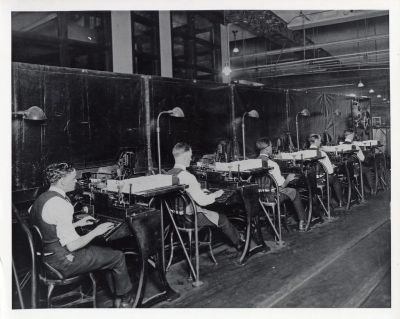 Row of Postal Clerks Processing Mail 1923