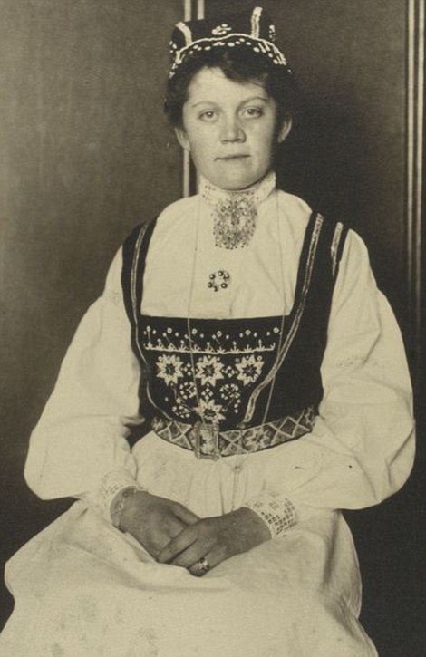The pictures, such as this Norweigan lady were also hung on the walls of the headquarters of the Federal Immigration Service in Manhattan 