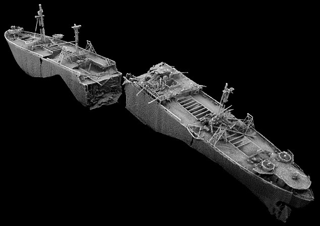 THIS incredible image shows the highly details sonar image of the wreck of a World War Two war ship laden with more than 1000 tonnes of explosives sitting at the bottom of the sea just off the Kent coast. The SS Richard Montgomery sank in 1944 while carrying munitions, mostly aircraft bombs, with a total explosive content of 1,400 tonnes.