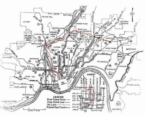 A map of the proposed subway line from 1925