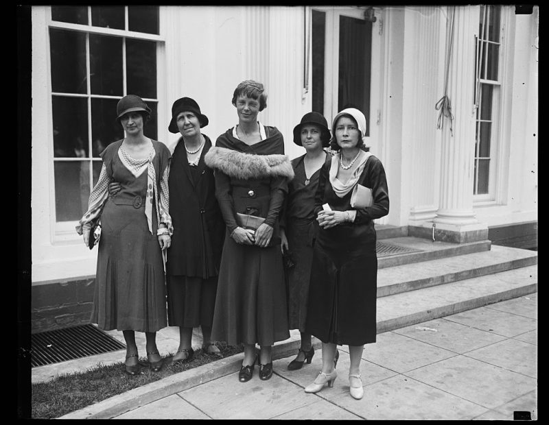 Amelia Earhart, center. White House, Washington, D.C., c.1932-1933