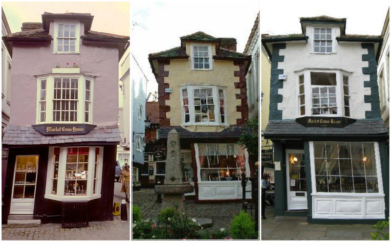 The crooked house in its changing colors