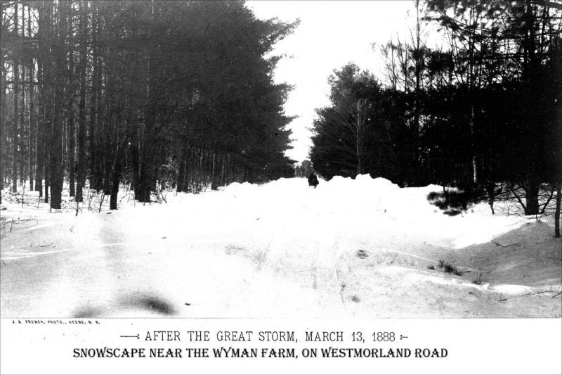 Blizzard of March 1888 - Snowscape near the Wyman Farm on Westmoreland Road .NH