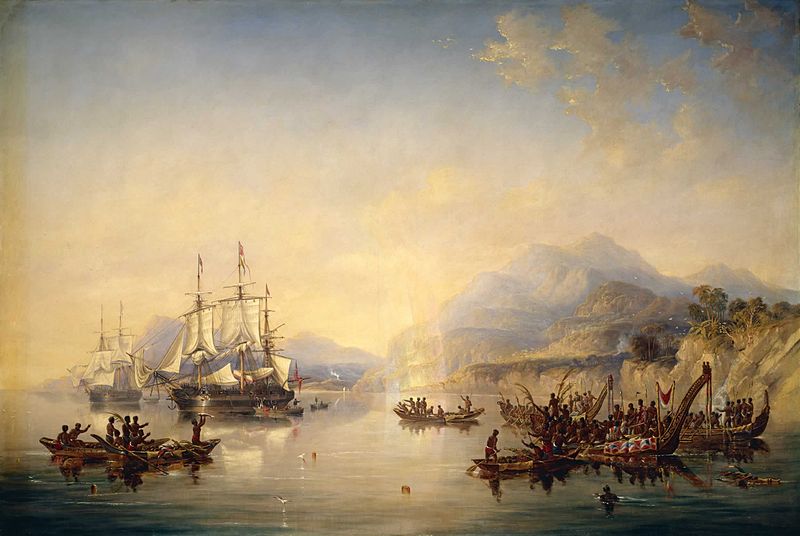 'Erebus' and the 'Terror' in New Zealand, August 1841, by John Wilson Carmichael. source