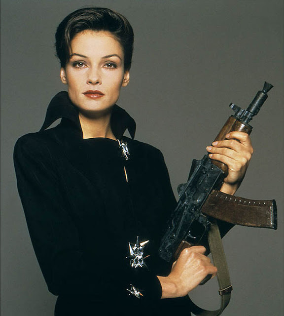 Famke Janssen as Xenia Onatopp in 1995's GoldenEye, the first outing for Pierce Brosnan as James Bond