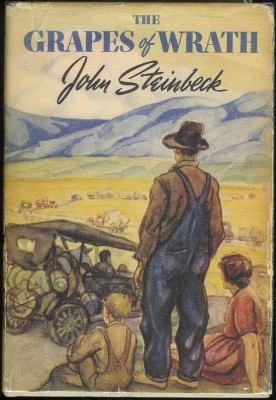 Grapes of Wrath – John Steinbeck. Published 1939. Cover artist Elmer Hader, United States