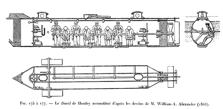 Inboard profile and plan drawings, after sketches by W.A. Alexander (1863)