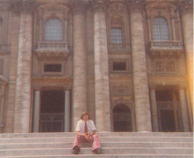 On the steps of St. Peter's Basilica, Rome, 1973