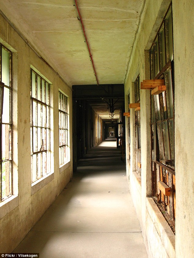One of the many corridors in the 22-building hospital complex 