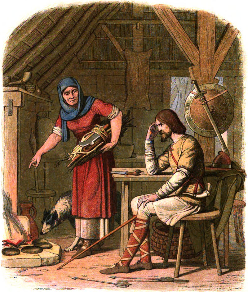 A Victorian portrayal of the 12th-century legend of Alfred burning the cakes