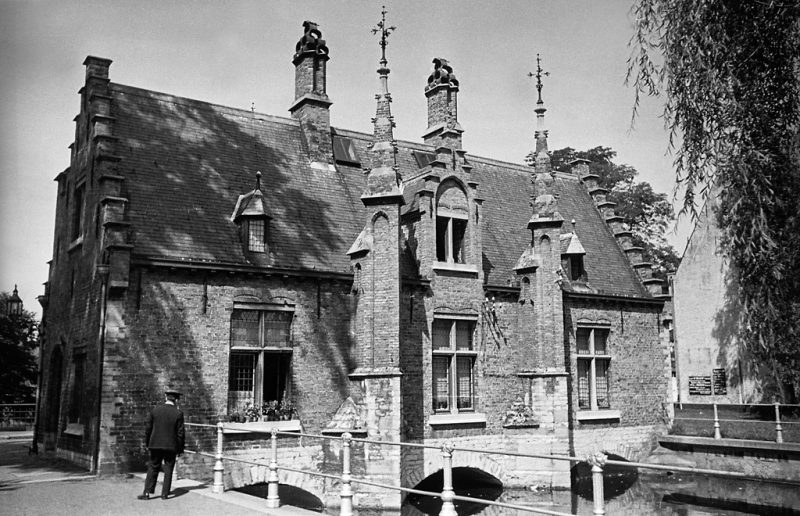 A house by the canalized lake Minnewater in Bruges