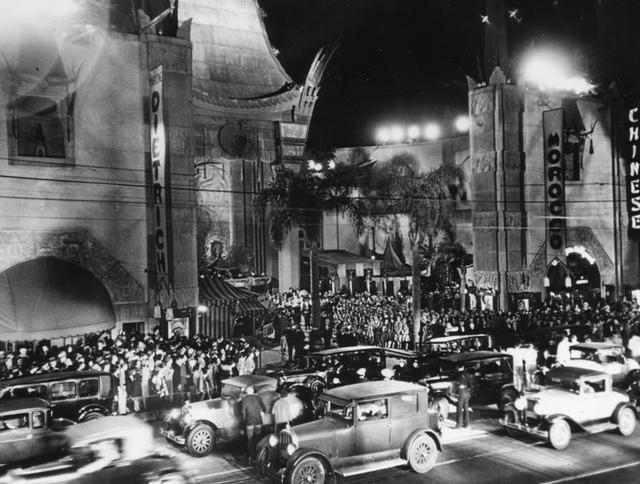 A premiere at Grauman's Chinese Theater for the Marlene Dietrich film 'Morocco' in 1930