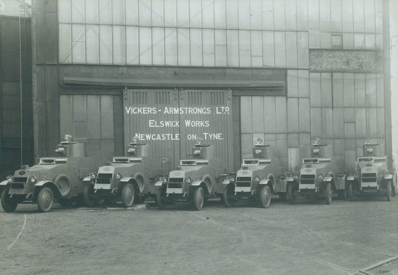 Armoured cars outside the Elswick Works