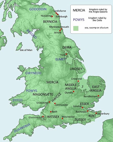 At the time, England was split into kingdoms.