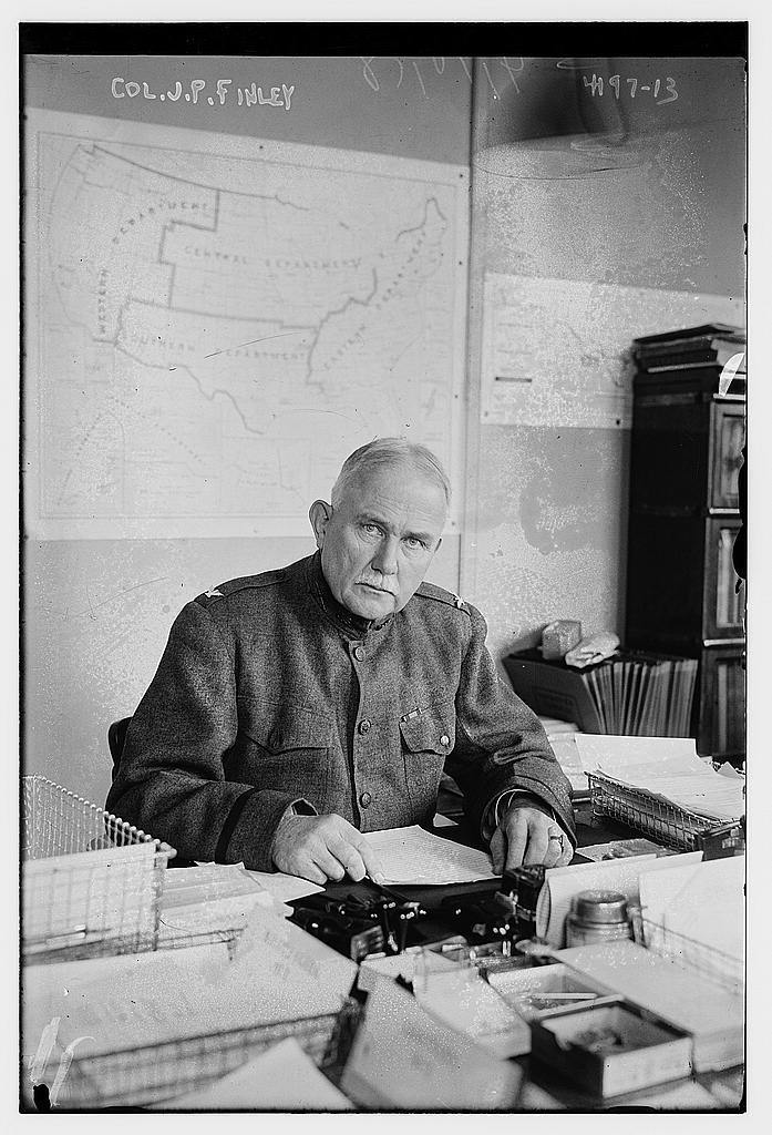 Colonel John Park Finley at his desk in 1917.