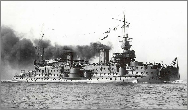 French predreadnought battleship Carnot underway. source
