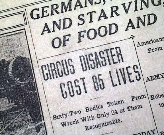 Hammond Circus Train Wreck Indiana IN in 1918 Newspaper. source