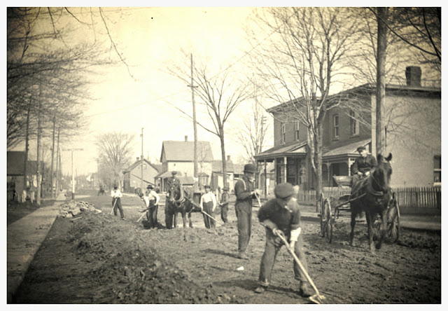 Macadam Rd. being built now Main St. in Old Ottawa East in the late 1900s