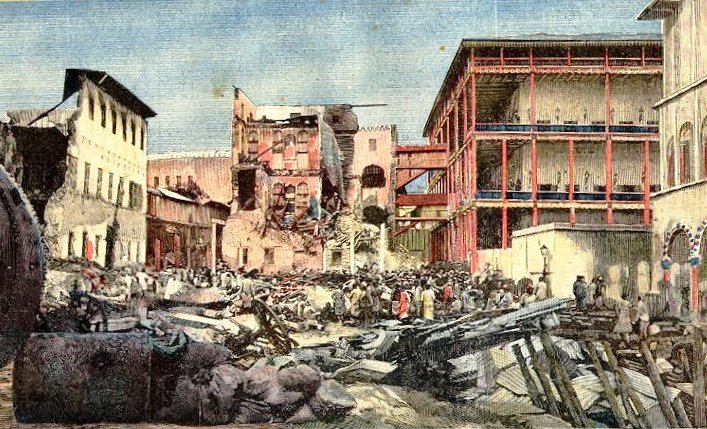 The palace complex following the bombardment