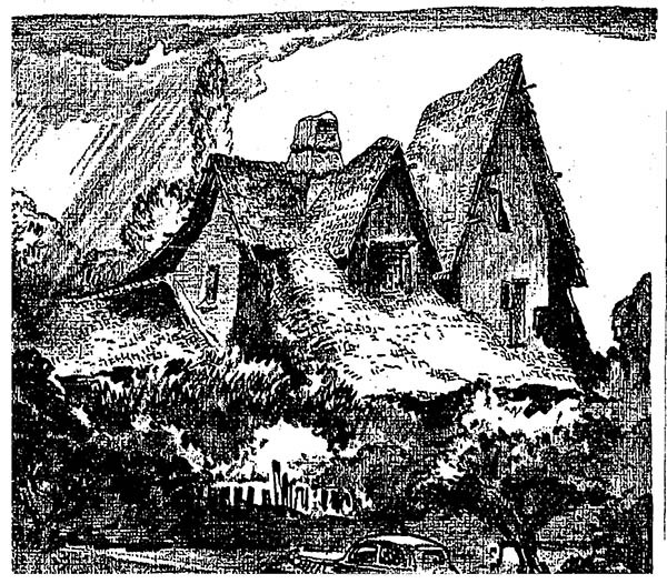 Drawing of the Witch’s House, also known as the Spadena House in Beverly Hills. This ran in the Sep. 26, 1938 Los Angeles Times.