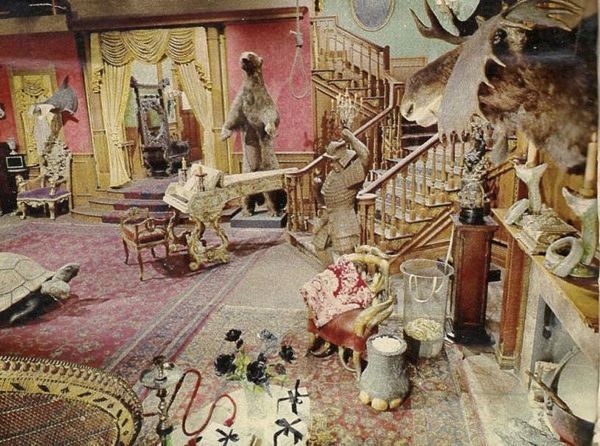 This is what the set of the original black & white Addams Family TV show looked like in color. source