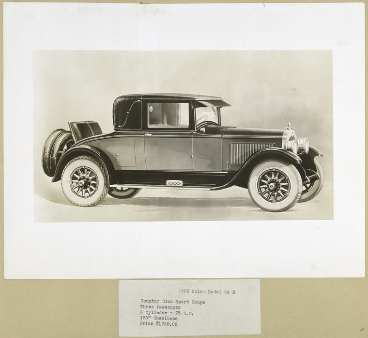 1926 Buick Model 54D. Country Club Sport Coupe – three-passenger.