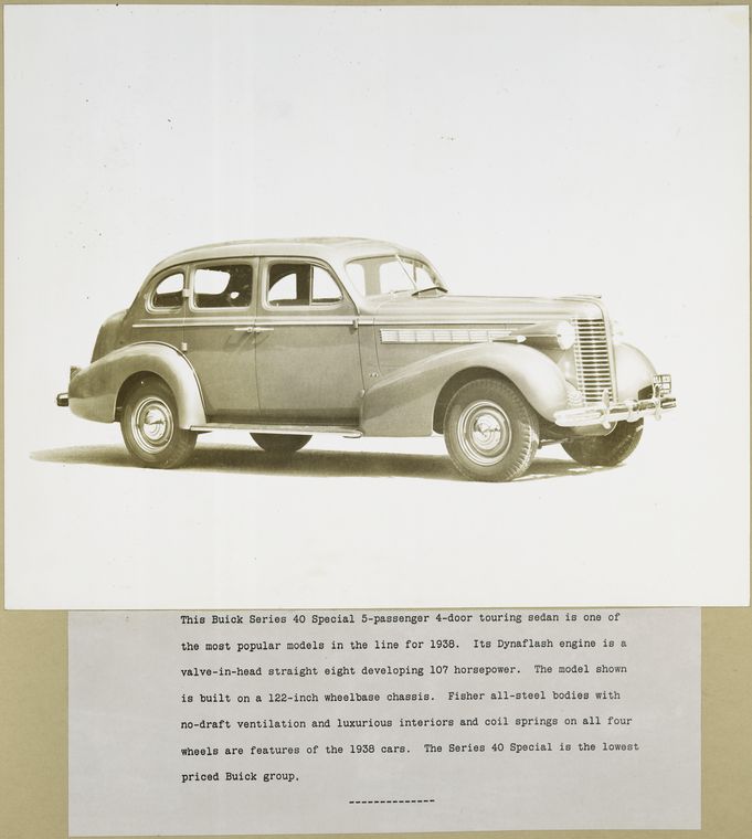 1938 Buick Series 40 Special 5-passenger, 4-door touring sedan.