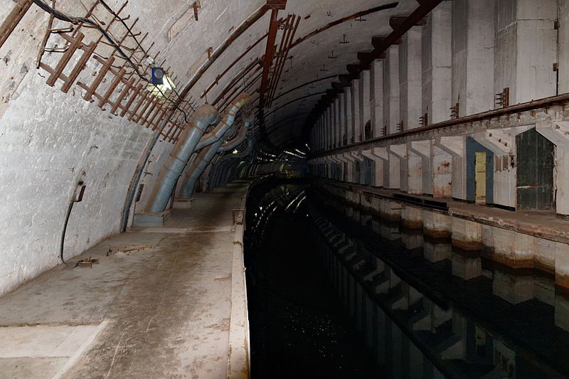 In the central tunnel (length 602 metres) the facility could accommodate 7 submarines. source
