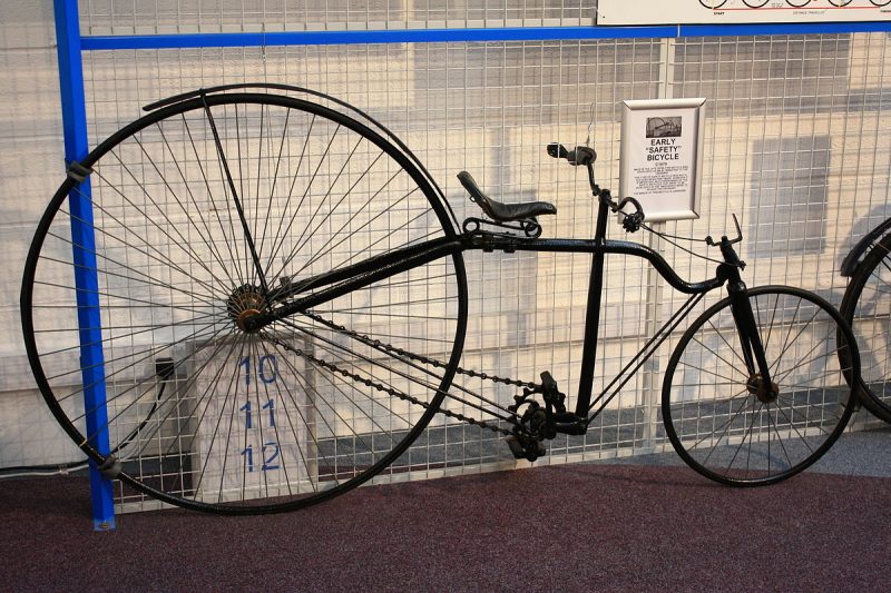 An early safety bicycle c.1879 in the Coventry Transport Museum. source