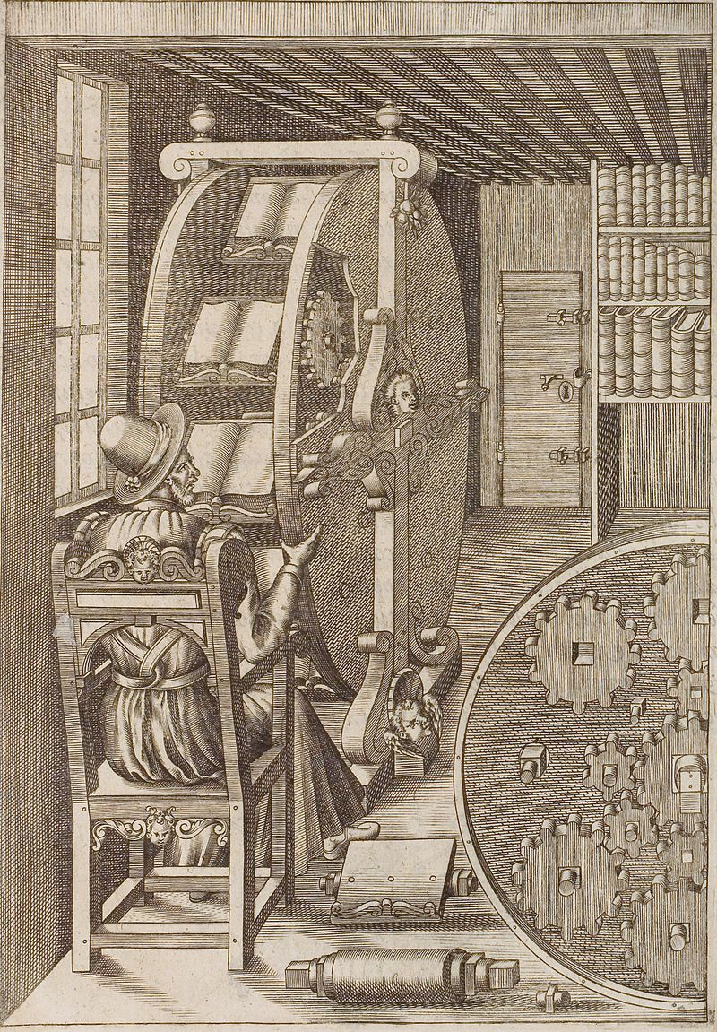 Bookwheel, from Agostino Ramelli’s Le diverse et artifiose machine, 1588