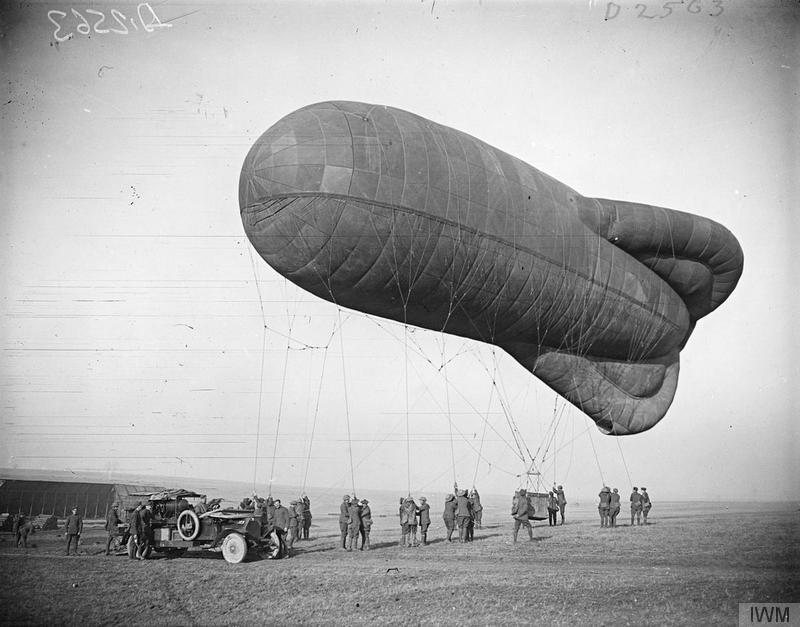 Caquot type dirigible, 1918, used by the Allies in the mid-latter part of WWI. source