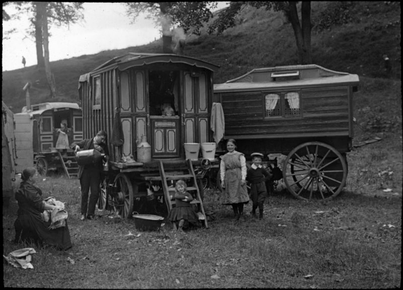 Family and caravan