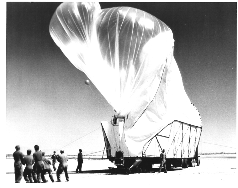 Launch of a Project MOBY DICK balloon at Holloman Air Force Base, New Mexico circa 1955. source