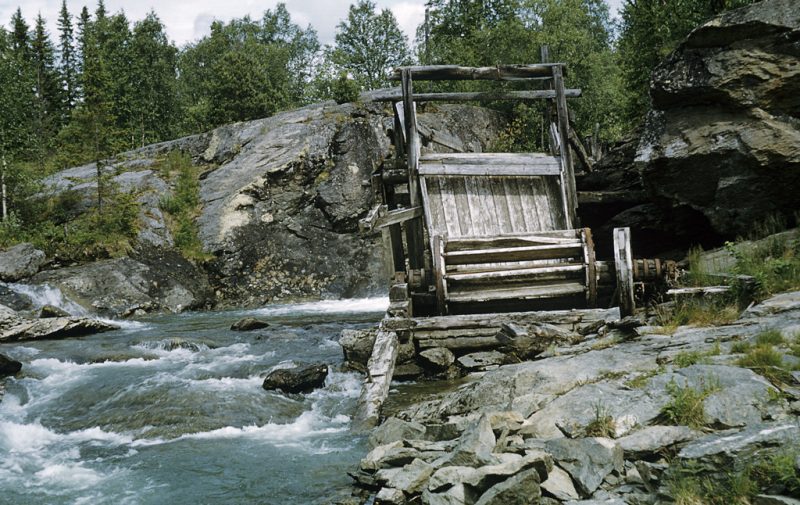 Old watermill at Kamajokk river in Lapland.