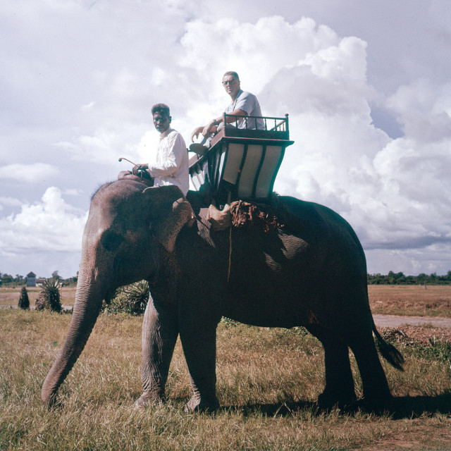 Riding an Elephant in Siem Reap, Cambodia - 1958