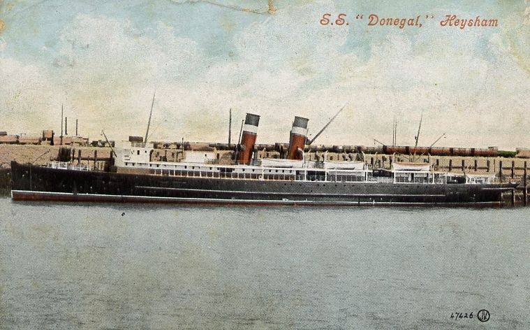 SS Donegal, built as a Midland Railway ferry in 1904 and sunk as an ambulance ship in 1917.Source